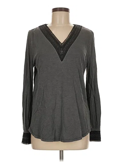 Pre-owned Soft Surroundings Long Sleeve Top Gray V-neck Tops