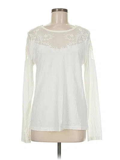 Pre-owned Soft Surroundings Long Sleeve Top Ivory Crew Neck Tops In White