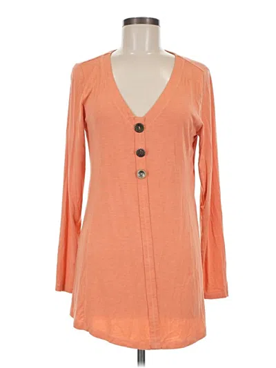 Pre-owned Soft Surroundings Long Sleeve Top Orange Plunge Neckline Tops