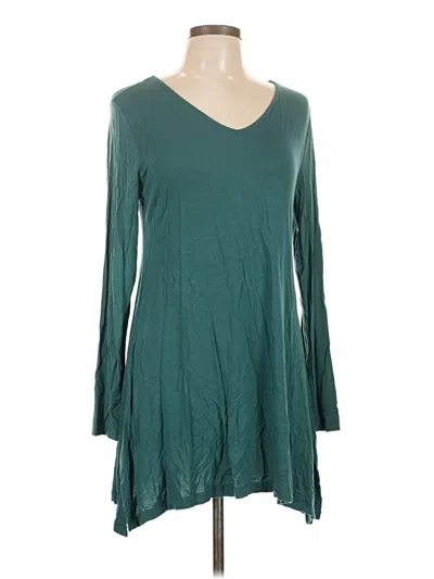 Pre-owned Soft Surroundings Long Sleeve Top Teal V Neck Tops In Blue