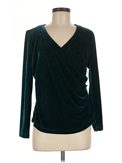 Pre-owned Soft Surroundings Long Sleeve Top Teal V-neck Tops