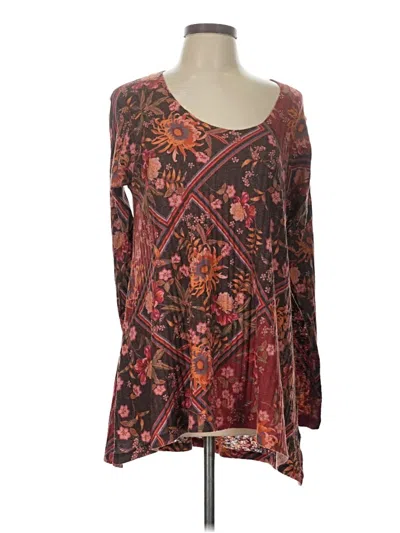 Pre-owned Soft Surroundings Long Sleeve T-shirt In Burgundy