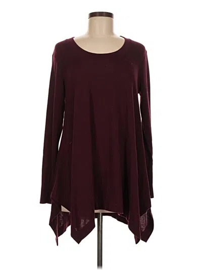 Pre-owned Soft Surroundings Long Sleeve T-shirt In Burgundy