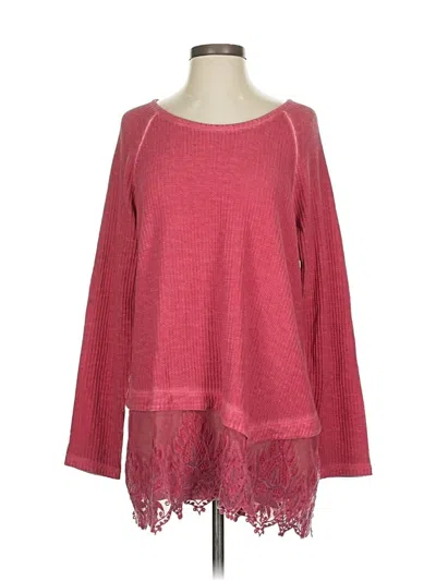 Pre-owned Soft Surroundings Long Sleeve T-shirt In Red
