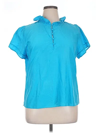 Pre-owned Soft Surroundings Short Sleeve Blouse In Blue