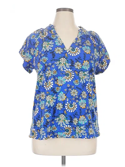 Pre-owned Soft Surroundings Short Sleeve Blouse In Blue