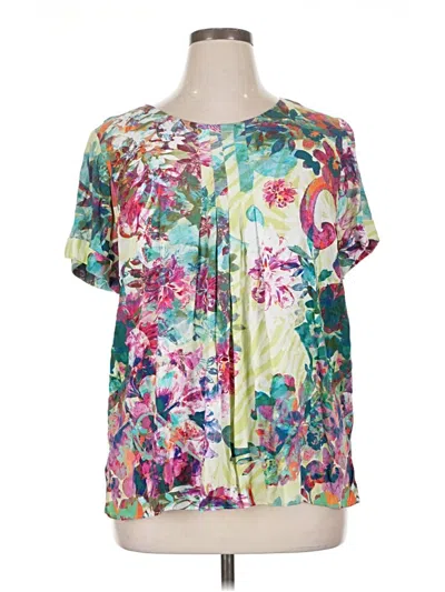 Pre-owned Soft Surroundings Short Sleeve Blouse In Green