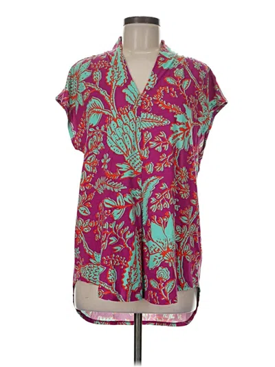 Pre-owned Soft Surroundings Short Sleeve Blouse In Purple