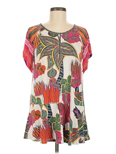 Pre-owned Soft Surroundings Short Sleeve Blouse In Red