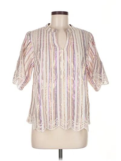 Pre-owned Soft Surroundings Short Sleeve Blouse In Silver