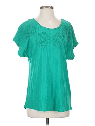 Pre-owned Soft Surroundings Short Sleeve Blouse In Teal
