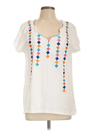 Pre-owned Soft Surroundings Short Sleeve Blouse In White