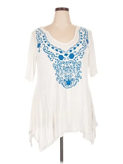 Pre-owned Soft Surroundings Short Sleeve Blouse In White