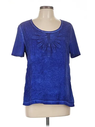 Pre-owned Soft Surroundings Short Sleeve Top Blue Keyhole Neckline Tops