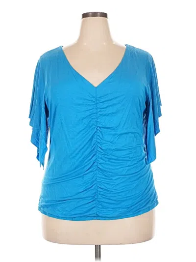 Pre-owned Soft Surroundings Short Sleeve Top Blue Sweetheart Neckline Tops