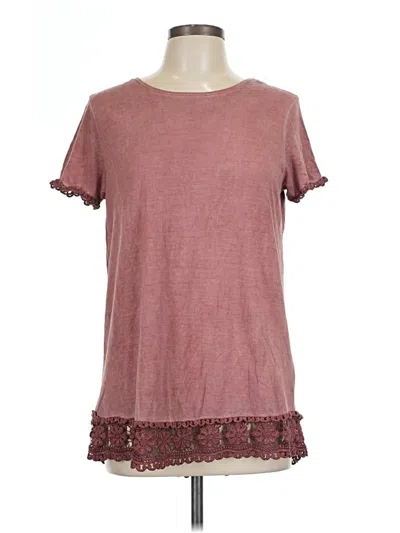 Pre-owned Soft Surroundings Short Sleeve Top Burgundy Crew Neck Tops