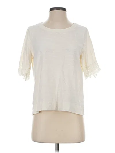 Pre-owned Soft Surroundings Short Sleeve Top Ivory Crew Neck Tops