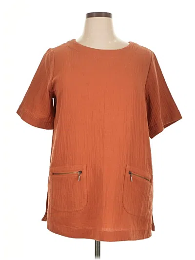 Pre-owned Soft Surroundings Short Sleeve Top Orange Square Neckline Tops
