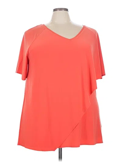 Pre-owned Soft Surroundings Short Sleeve Top Orange V-neck Tops