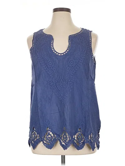 Pre-owned Soft Surroundings Sleeveless Blouse In Blue
