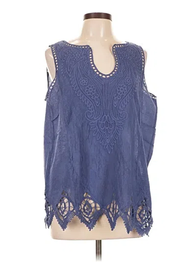 Pre-owned Soft Surroundings Sleeveless Blouse In Blue