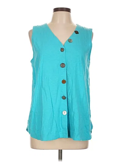 Pre-owned Soft Surroundings Sleeveless Button Down Shirt In Teal