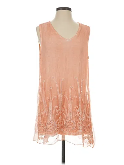 Pre-owned Soft Surroundings Sleeveless Silk Top Orange V-neck Tops