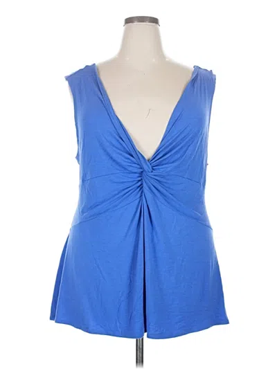 Pre-owned Soft Surroundings Sleeveless Top Blue Plunge Neckline Tops