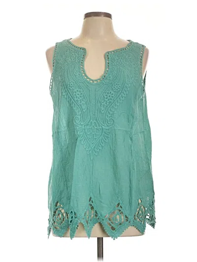Soft Surroundings Tank Top Teal Keyhole Neckline Tops