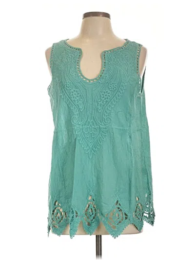 Soft Surroundings Tank Top Teal Keyhole Neckline Tops