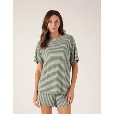 Softflex Lazy Haven Tee In Basil Oatmilk Stripe