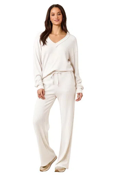Softies Airthermal Knit V-neck With Long Pant In Almond
