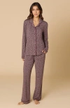Softies Aria  Slim Notch Collar Pj Set In Neutral