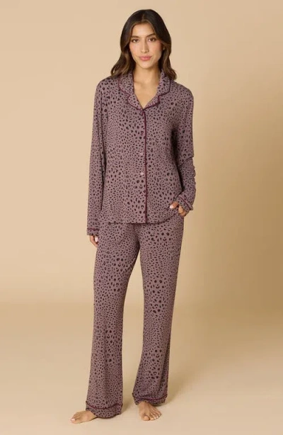 Softies Aria  Slim Notch Collar Pj Set In Neutral