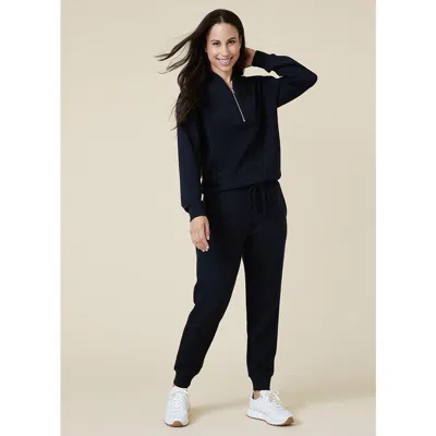 Softies Athleisure Dreamtech 1/4 Zip Jogger Set In Black