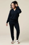 Softies Athleisure Dreamtech Johnny Collar Jogger Set In Black