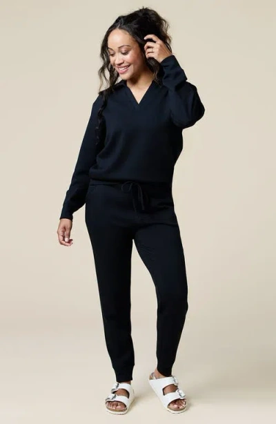 Softies Athleisure Dreamtech Johnny Collar Jogger Set In Black