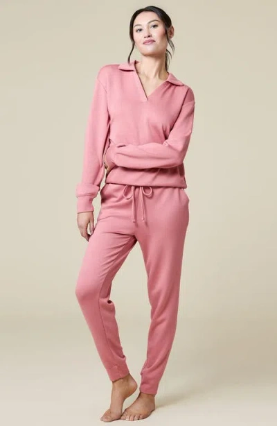 Softies Athleisure Dreamtech Johnny Collar Jogger Set In Pink