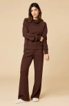 Softies Athleisure Mock Neck And Pleated Pant Set In Brown