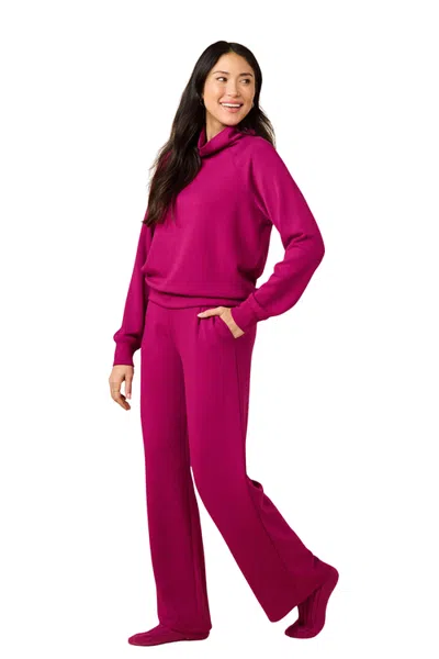 Softies Athleisure Mock Neck And Pleated Pant Set In Pink
