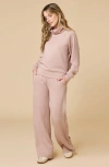 Softies Athleisure Mock Neck And Pleated Pant Set In Pink