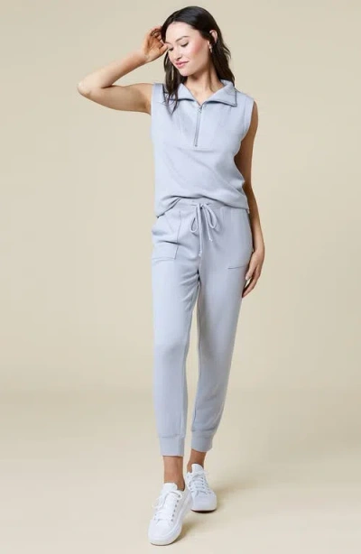 Softies Athleisure Puredream 1/4 Zip Sleeveless Jogger Lounge Set In Grey