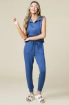Softies Athleisure Puredream 1/4 Zip Sleeveless Jogger Lounge Set In Indigo