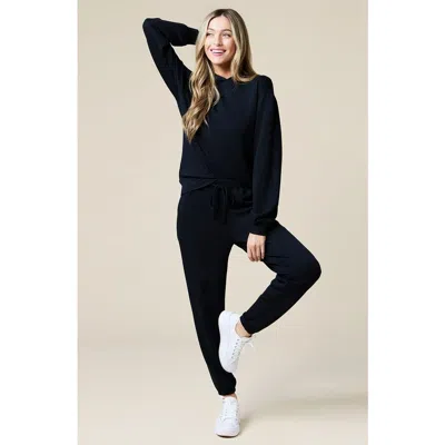 Softies Athleisure Puredream Long Sleeve Hoodie Jogger Set In Black