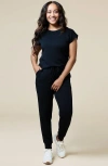Softies Athleisure Puredream Short Raglan Crew Neck Jogger Set In Black