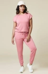 Softies Athleisure Puredream Short Raglan Crew Neck Jogger Set In Copper Rose