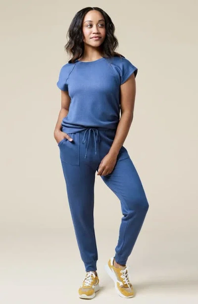 Softies Athleisure Puredream Short Raglan Crew Neck Jogger Set In Indigo