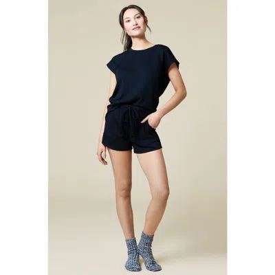 Softies Athleisure Puredream Short Raglan Crew Neck Short Set In Black