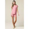 Softies Athleisure Puredream Short Raglan Crew Neck Short Set In Copper Rose