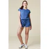 Softies Athleisure Puredream Short Raglan Crew Neck Short Set In Indigo